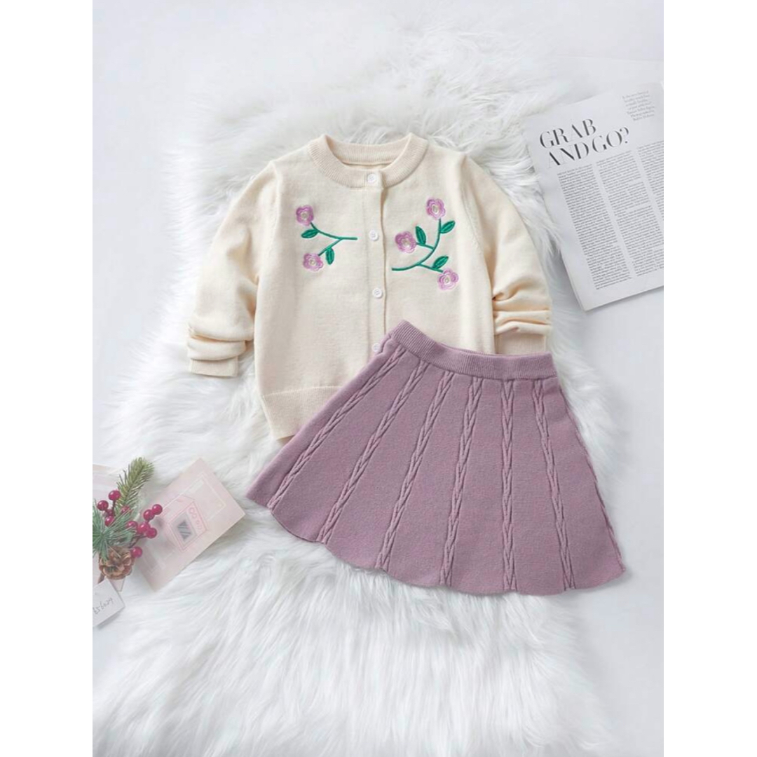 カーディガン&ニットスカート【子供服】 キッズ/ベビー/マタニティのキッズ服女の子用(90cm~)(カーディガン)の商品写真