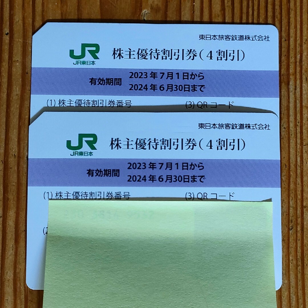 JR(ジェイアール)の東日本旅客鉄道株主優待割引券　2枚 チケットの優待券/割引券(その他)の商品写真