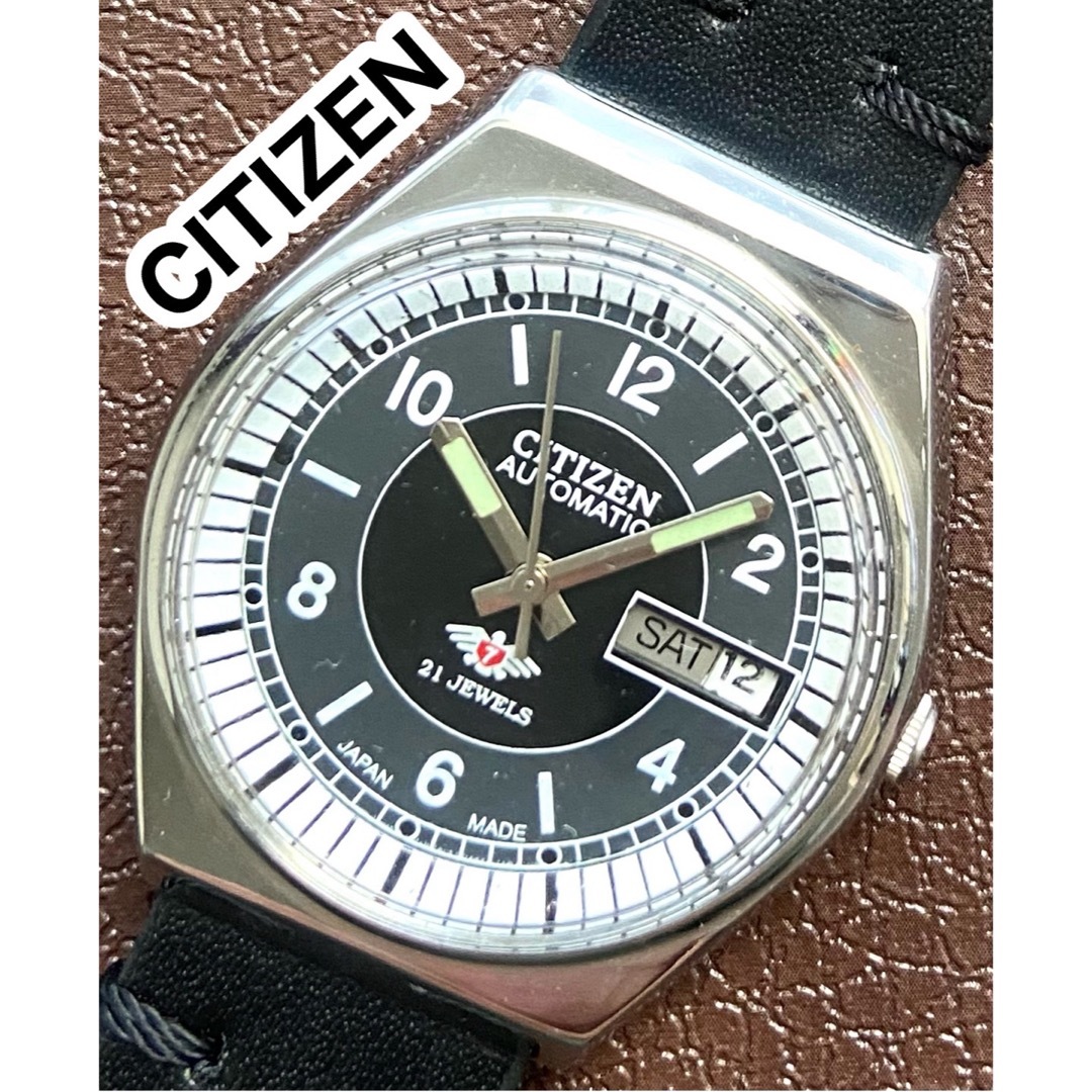ヴィンテージ CITIZEN メンズ腕時計 機械式自動巻き ブラックオートマチック