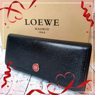 ロエベ(LOEWE)の【美品】ロエベ 長財布 アナグラム ボタン ゴールド ナッパーレザー ブラック(財布)