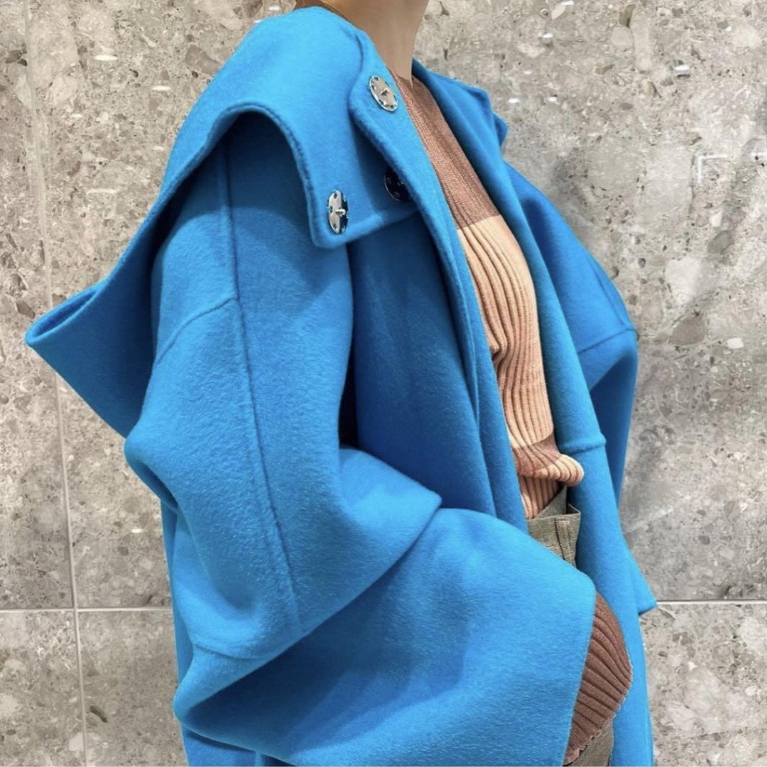 LE CIEL BLEU - ルシェルブルー Hooded Over Coat 青 の通販 by LE CIEL BLEU - ルシェルブルー Hooded Over Coat 青 の通販 by