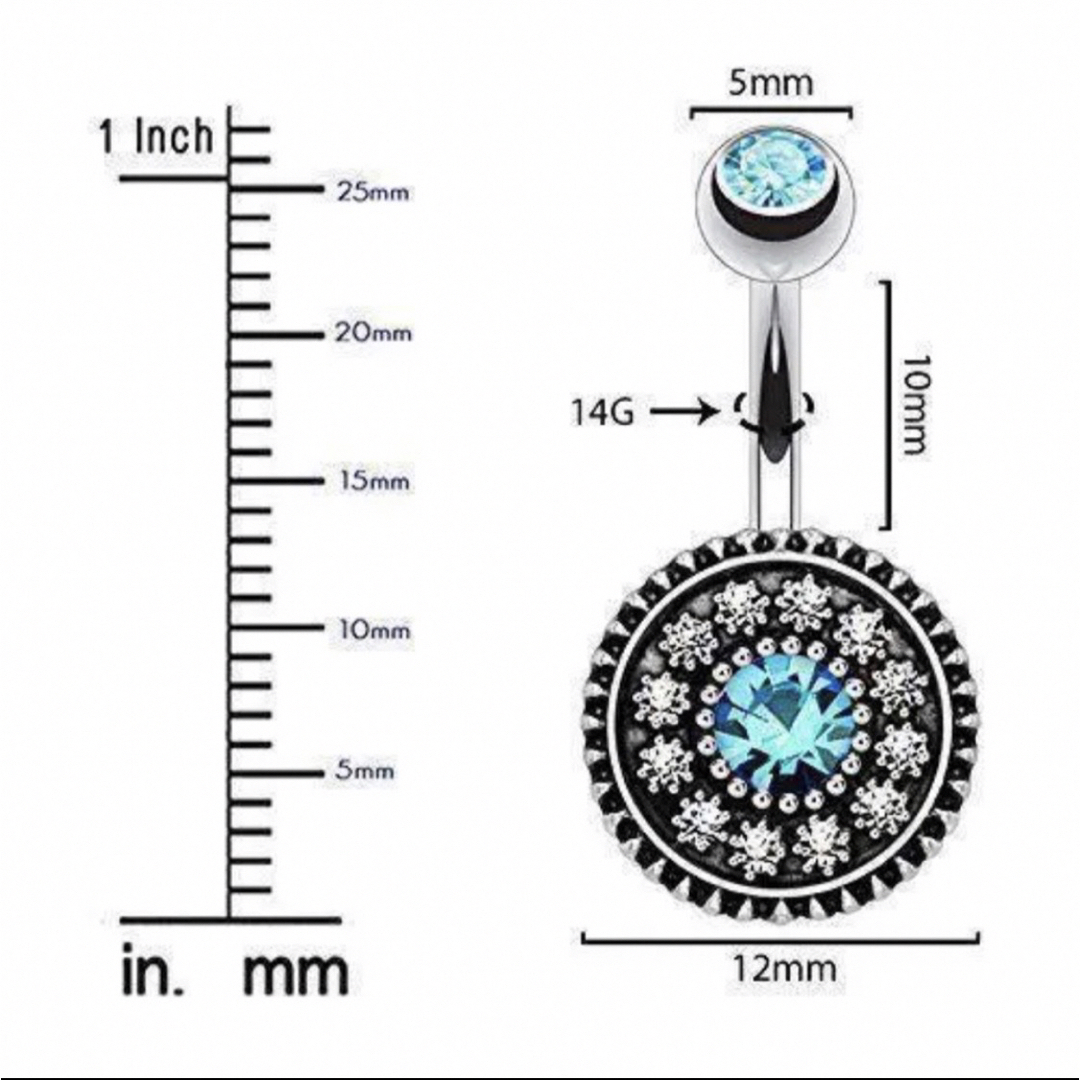 14G ボディピアス へそピアス ブルーストーン  サークル 軟骨 へそピ メンズのアクセサリー(ピアス(片耳用))の商品写真