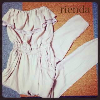 リエンダ(rienda)のルーズポケットフリルロンパース Ｓ(ロングワンピース/マキシワンピース)