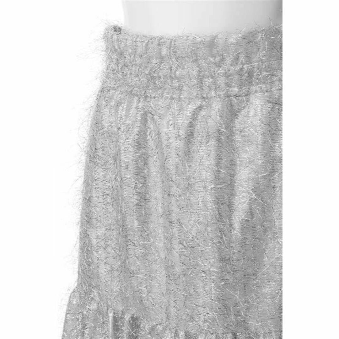 MAISON SPECIAL(メゾンスペシャル)の美品 メゾンスペシャル メタリックヤーンボリュームスカート シルバー レディースのスカート(ロングスカート)の商品写真
