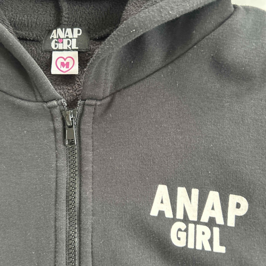 ANAP(アナップ)のANAP 裏起毛パーカーブラック＊M＊ キッズ/ベビー/マタニティのキッズ服女の子用(90cm~)(パンツ/スパッツ)の商品写真