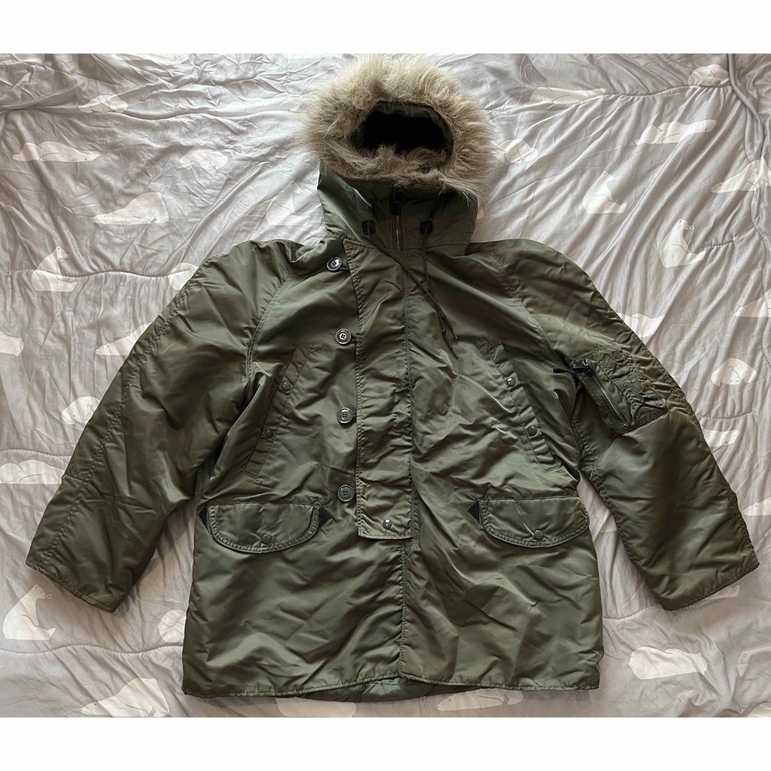 ALPHA INDUSTRIES(アルファインダストリーズ)の美品 USA製 90,s ALPHA N-3B SizeＬ30年前物程度良 メンズのジャケット/アウター(フライトジャケット)の商品写真