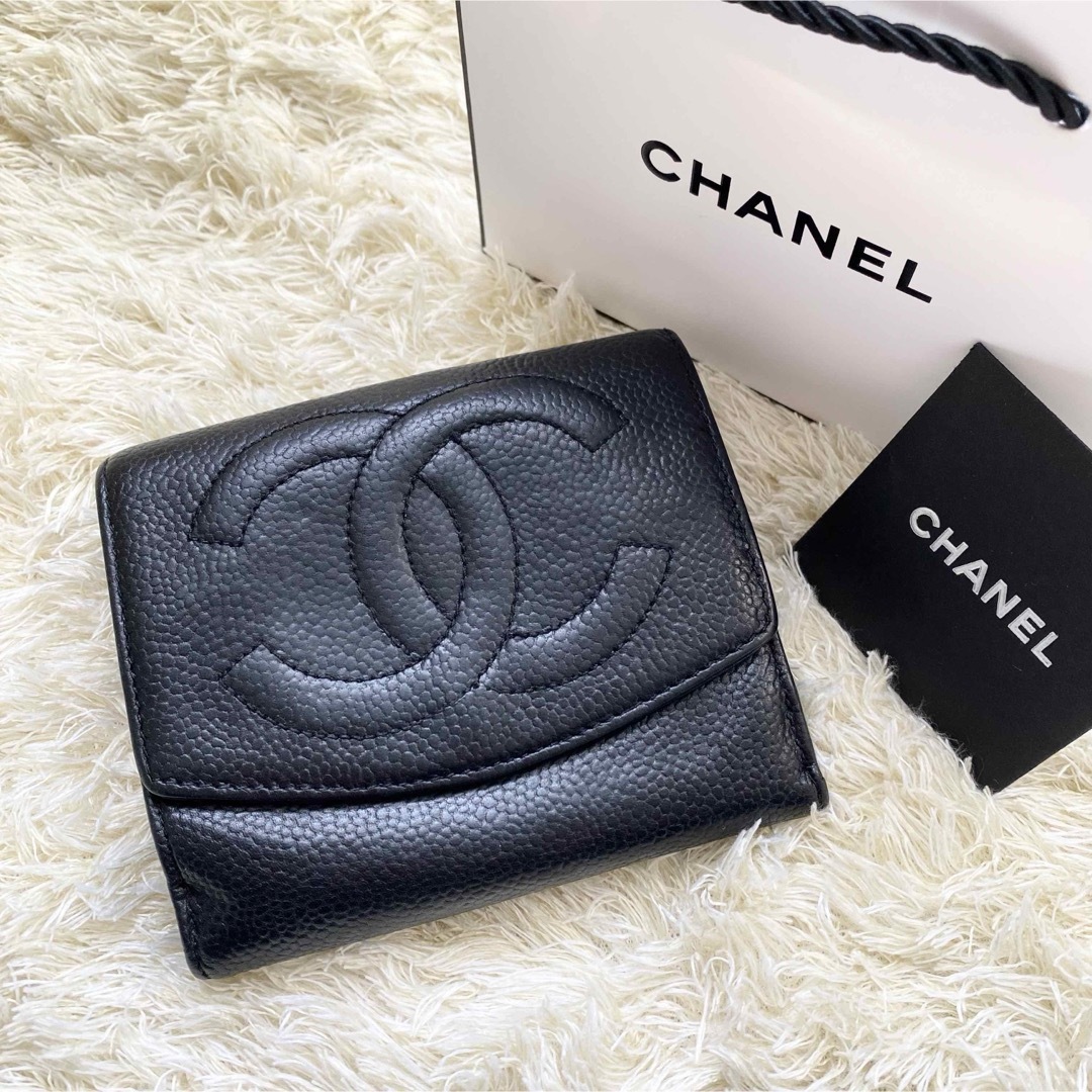 メリット CHANEL✨シャネル デカココ キャビアスキン ミニウォレット