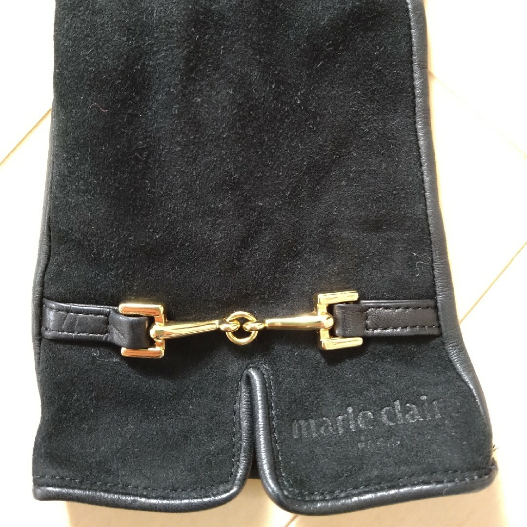 Marie Claire(マリクレール)のmarie claire ゴールドビット 本皮手袋 スウェード 黒 レディースのファッション小物(手袋)の商品写真
