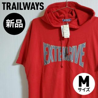 TRAILWAYS パーカー 半袖 レッド レディース ストリート系 【k44】(パーカー)