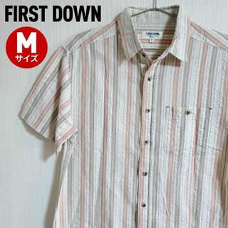 ファーストダウン(FIRST DOWN)のFIRST DOWN ファーストダウン 半袖 シャツ ストライプ M【k46】(シャツ)