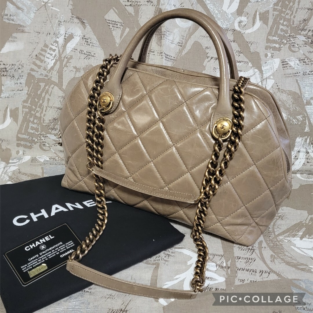 CHANEL 極美品 マトラッセ 2way ハンドバッグ ショルダーバッグ14cmハンドル高