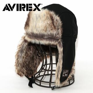 アヴィレックス(AVIREX)のフライトキャップ 帽子 AVIREX ブラック ボア 80058000-80(キャップ)
