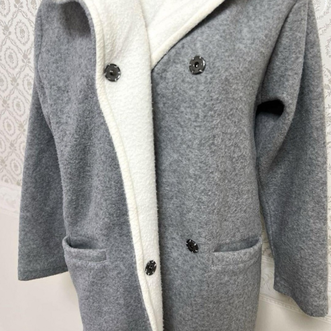 しまむら(シマムラ)のもこもこ ロングコート グレー レディースのジャケット/アウター(ムートンコート)の商品写真