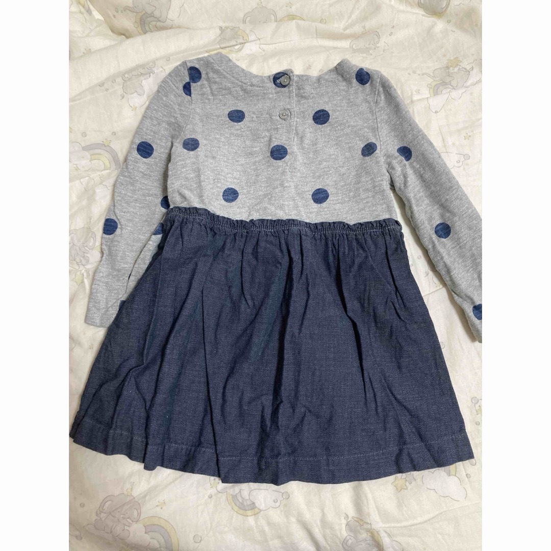 babyGAP(ベビーギャップ)のGAP 長袖ワンピース　ドット　ドッキング　95 キッズ/ベビー/マタニティのキッズ服女の子用(90cm~)(ワンピース)の商品写真