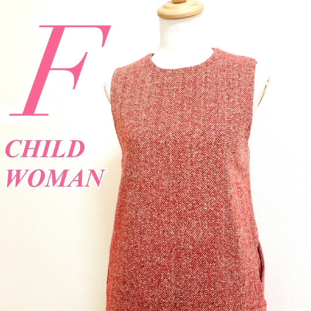 CHILD WOMAN(チャイルドウーマン)のチャイルドウーマン Ｆ フレアワンピース 起毛 秋冬  レッド きれいめコーデ レディースのワンピース(ひざ丈ワンピース)の商品写真