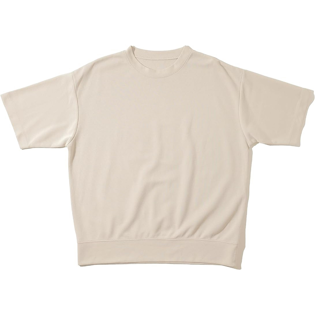ダブルフェイス スウェット Tシャツ ワイドフィット メンズ　Sサイズ　ベージュ メンズのトップス(Tシャツ/カットソー(半袖/袖なし))の商品写真