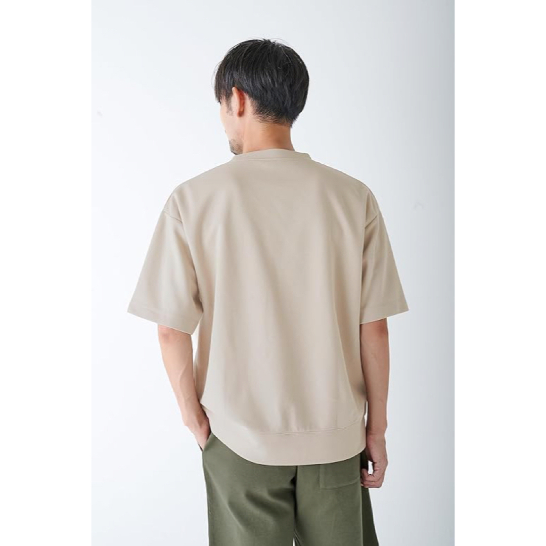 ダブルフェイス スウェット Tシャツ ワイドフィット メンズ　Sサイズ　ベージュ メンズのトップス(Tシャツ/カットソー(半袖/袖なし))の商品写真