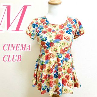 シネマクラブ(CINEMA CLUB)のシネマクラブ 半袖カットソー 花柄 ペプラム ピンク ブルー イエロー グリーン(カットソー(半袖/袖なし))