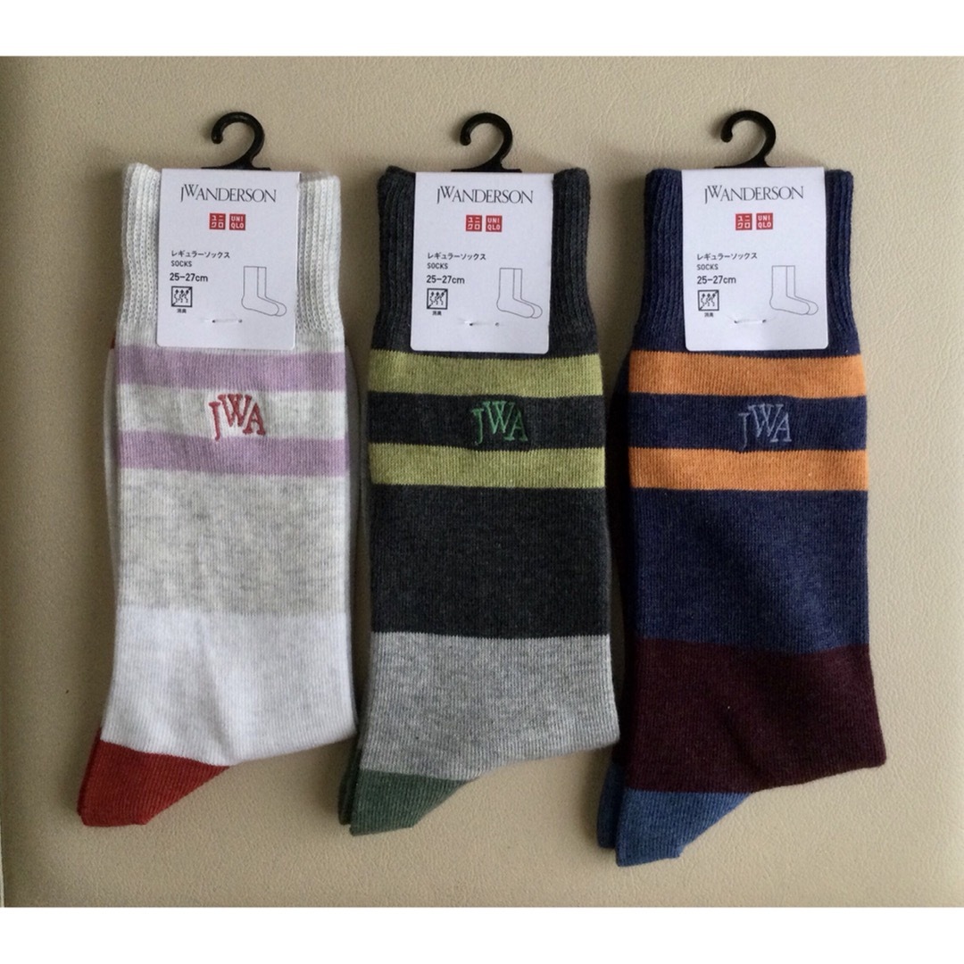 UNIQLO(ユニクロ)の【新品・未使用】ユニクロ JWA ラインブロックソックス 25-27cm 3足組 メンズのレッグウェア(ソックス)の商品写真