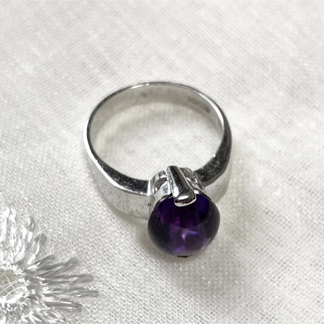 ヴィンテージリング 指輪 アメジスト 宝石天然石 シルバー 11号 昭和レトロ レディースのアクセサリー(リング(指輪))の商品写真