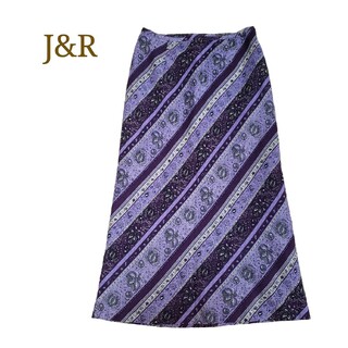 ジェイアンドアール(J&R)の90s J&R レトロ ビンテージ ミディアムロング丈 総柄 スカート(ロングスカート)