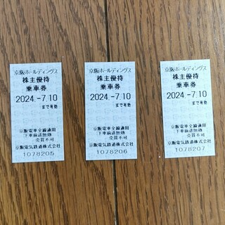 京阪 株主優待乗車券 3枚有効期限：2024年7月10日まで(鉄道乗車券)