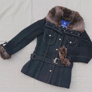 バーバリーブルーレーベル(BURBERRY BLUE LABEL)の36　BURBERRY BLUE LABEL　フェイクファーの綿コート(ブルゾン)