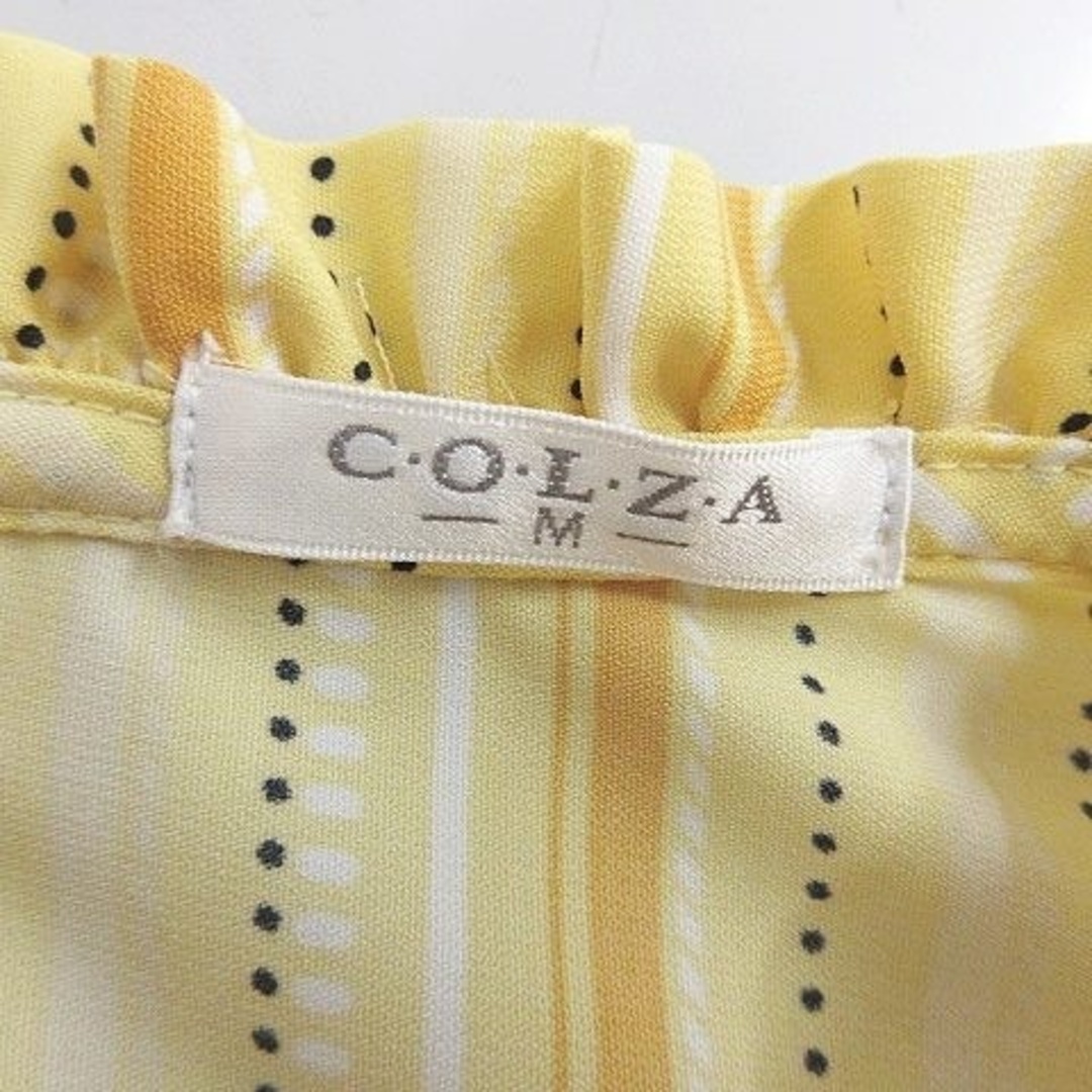 COLZA(コルザ)のコルザ ワンピース ロング 五分袖 フリル クルーネック ストライプ 黄 M レディースのワンピース(ロングワンピース/マキシワンピース)の商品写真
