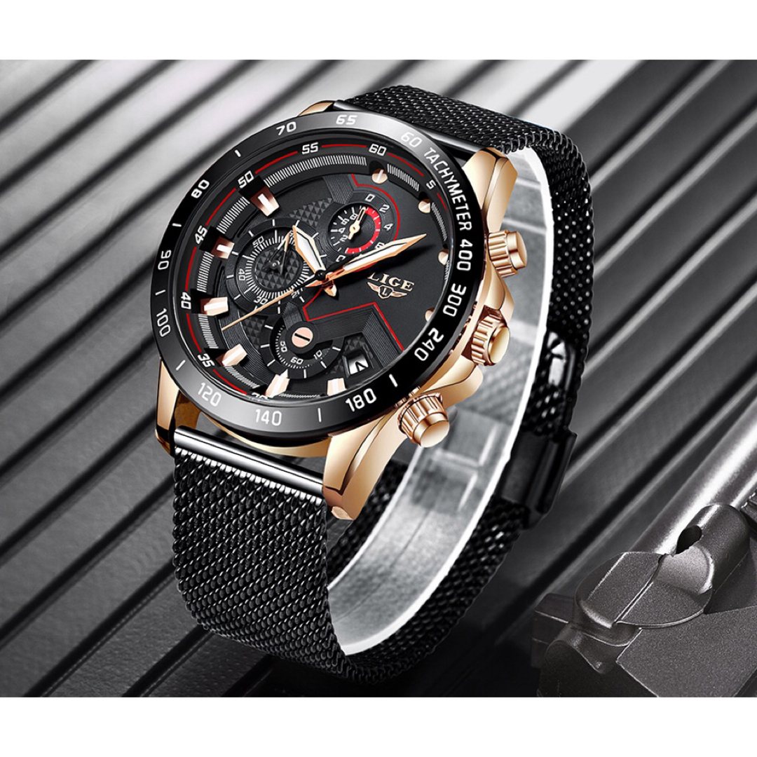 【どのファッションにも合わせやすい】腕時計 アナログ ゴールド ブラック 限定品ブラック