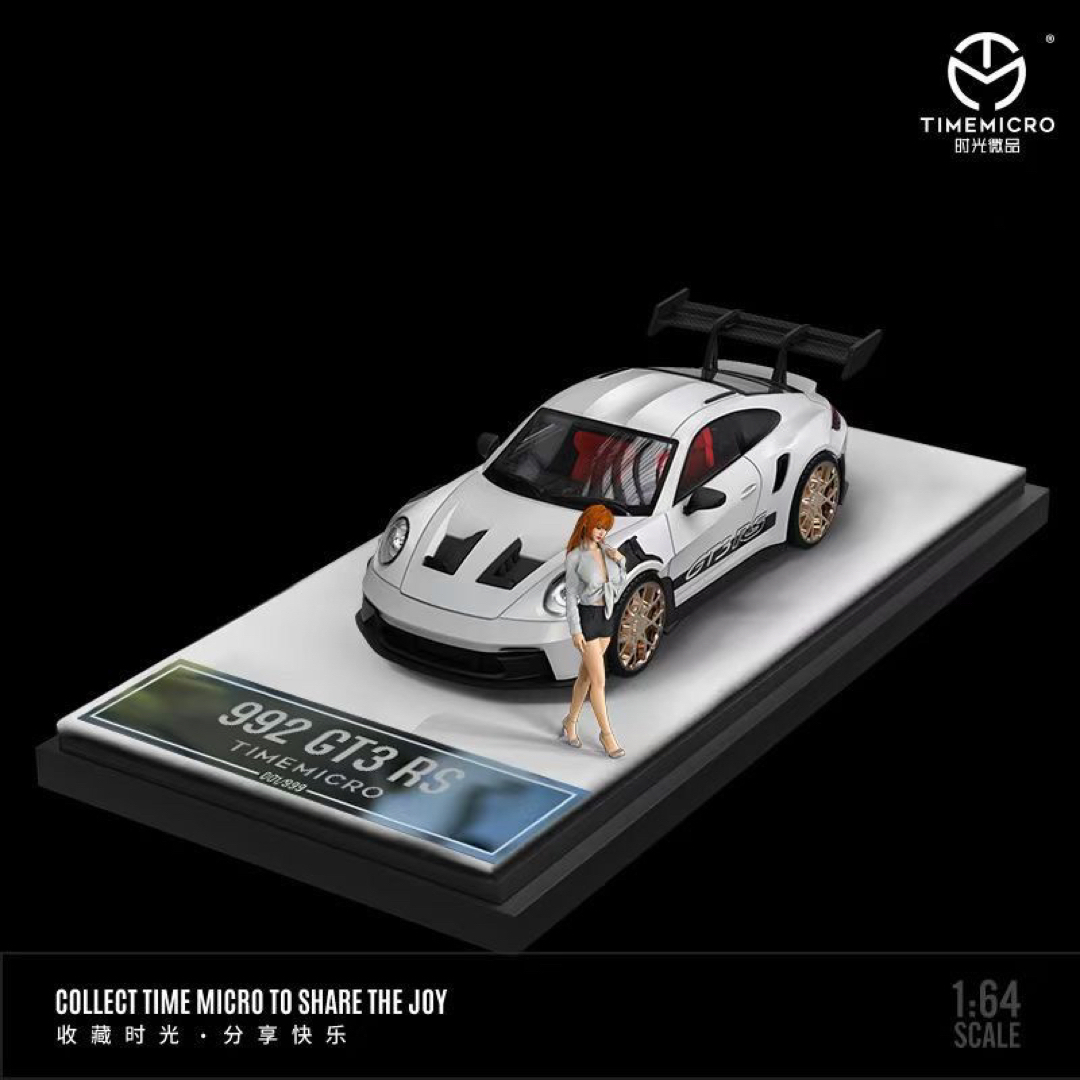 TIMEMICRO  1 /64 992 GT3 RS シルバー　フィギュア付き エンタメ/ホビーのおもちゃ/ぬいぐるみ(ミニカー)の商品写真