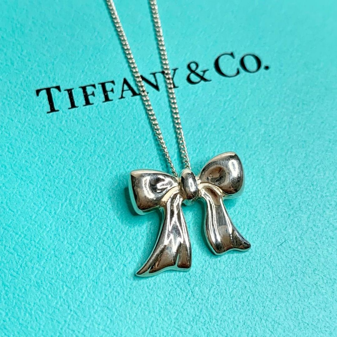 Tiffany & Co.(ティファニー)の希少 TIFFANY&Co. ティファニー ボウ リボン ネックレス　at4 レディースのアクセサリー(ネックレス)の商品写真