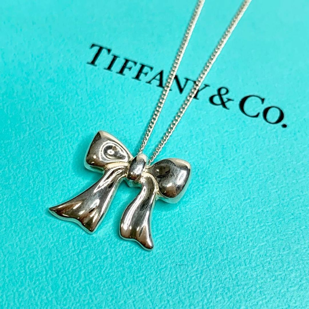 Tiffany & Co.(ティファニー)の希少 TIFFANY&Co. ティファニー ボウ リボン ネックレス　at4 レディースのアクセサリー(ネックレス)の商品写真