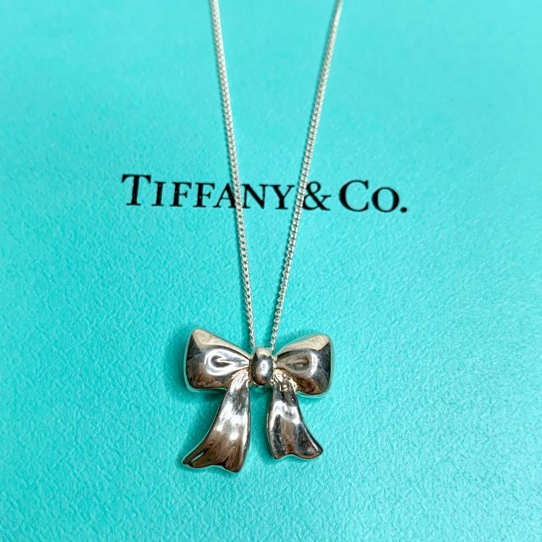 Tiffany & Co.(ティファニー)の希少 TIFFANY&Co. ティファニー ボウ リボン ネックレス　at5 レディースのアクセサリー(ネックレス)の商品写真