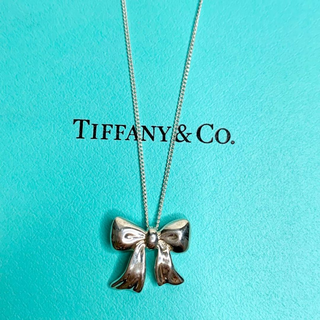 Tiffany & Co.(ティファニー)の希少 TIFFANY&Co. ティファニー ボウ リボン ネックレス　at5 レディースのアクセサリー(ネックレス)の商品写真