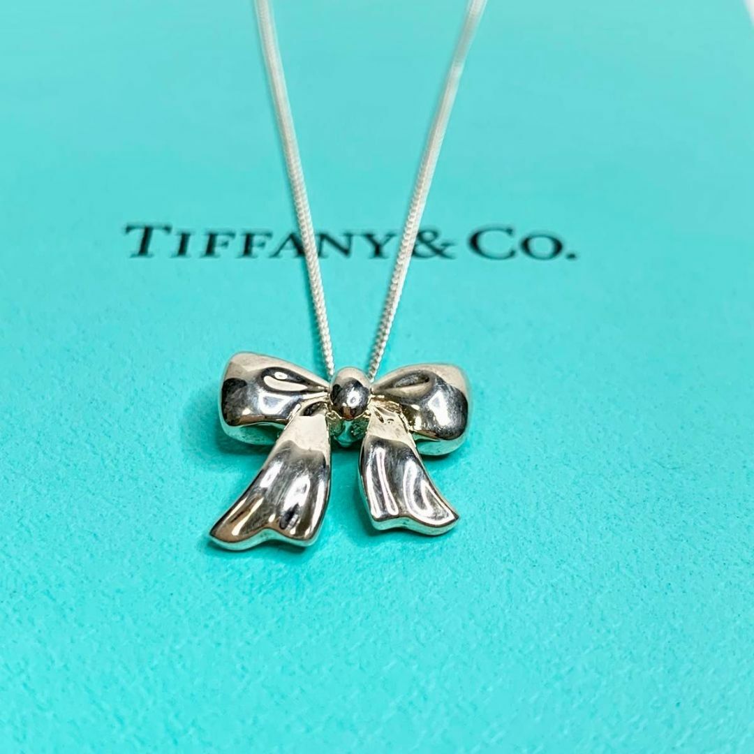 Tiffany & Co.(ティファニー)の希少 TIFFANY&Co. ティファニー ボウ リボン ネックレス　at5 レディースのアクセサリー(ネックレス)の商品写真