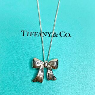 ティファニー(Tiffany & Co.)の希少 TIFFANY&Co. ティファニー ボウ リボン ネックレス　at5(ネックレス)