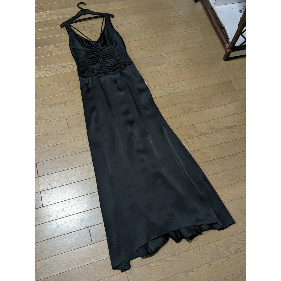 新品タグ付　NORDSTROM　ノードストローム　ロングドレス　黒　ブラック　絹 レディースのフォーマル/ドレス(ロングドレス)の商品写真