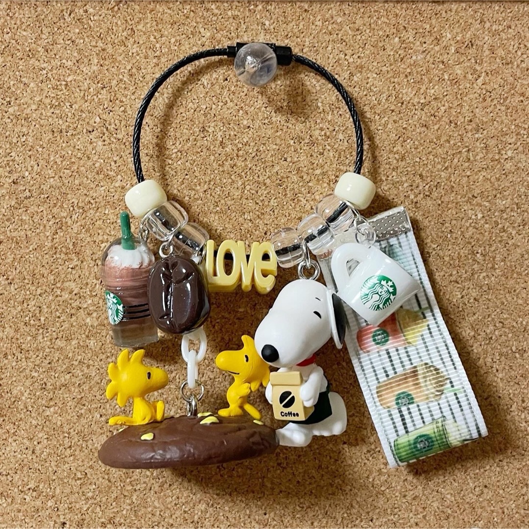 SNOOPY(スヌーピー)のクッキー🍪とコーヒー☕️で✨ 一緒におしゃべりしよう🐥🐶🐥 キーホルダー✨  ハンドメイドのアクセサリー(キーホルダー/ストラップ)の商品写真