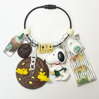 スヌーピー(SNOOPY)のクッキー🍪とコーヒー☕️で✨ 一緒におしゃべりしよう🐥🐶🐥 キーホルダー✨ (キーホルダー/ストラップ)