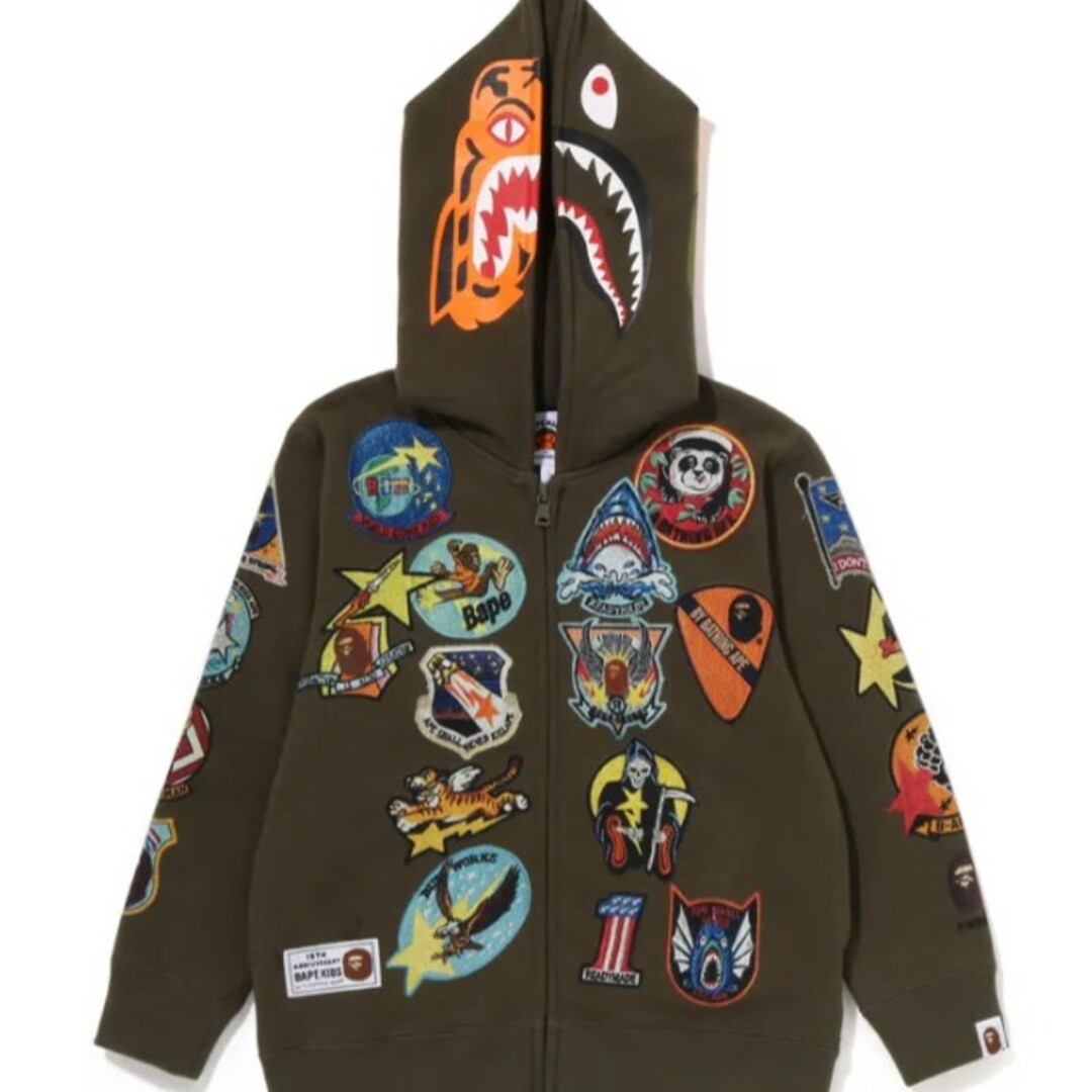 A BATHING APE(アベイシングエイプ)のべイプキッズ×レディーメイド☆15thコラボ パーカー 110 美品 キッズ/ベビー/マタニティのキッズ服男の子用(90cm~)(ジャケット/上着)の商品写真