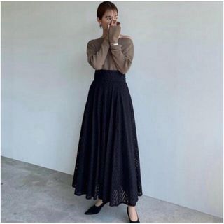 クラネ(CLANE)のCLANE CUT EMBROIDERY FLARE SKIRT フレアスカート(ロングスカート)