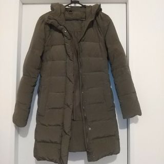 ザラ(ZARA)のZARA basic ダウンコート　フード　ベルト付き　カーキ色(ダウンコート)