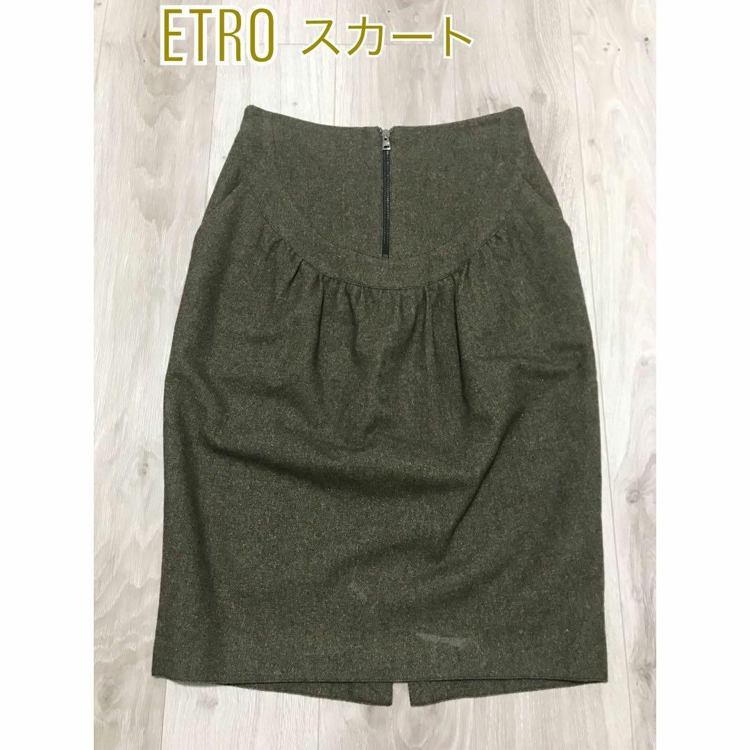 ETRO(エトロ)の【中古品】ETRO エトロ ウール×コットン スカート ボトムス サイズ 42 レディースのスカート(ひざ丈スカート)の商品写真