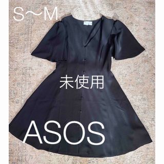 エイソス(asos)のASOS  美シルエットなBLACK シンプルAライン調ワンピース　バックリボン(ひざ丈ワンピース)