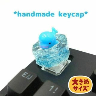 自作キーキャップ ぷかぷかイルカ ブルー キートップ 　鯨 くじら　keycap(雑貨)