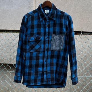 キー アパレル  KEY APPAREL ブロックチェック ネルシャツ 青 黒(シャツ)