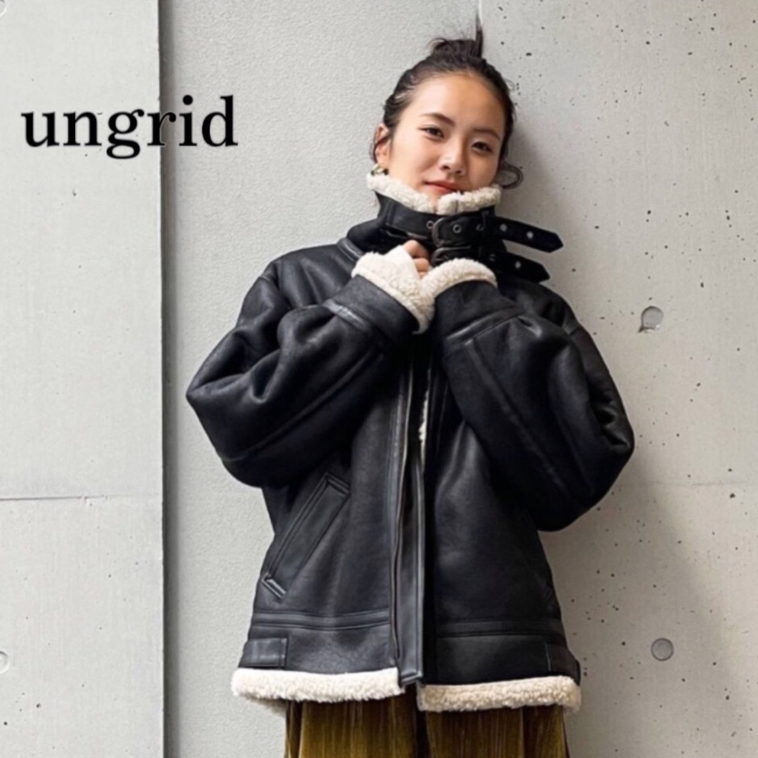 Ungrid(アングリッド)のUngrid アングリッド フェイクムートンボアブルゾン 人気色ブラック S レディースのジャケット/アウター(ブルゾン)の商品写真