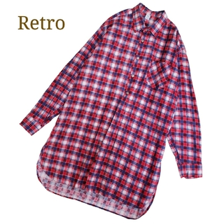 90s レトロ ヴィンテージ チェック ネルシャツ シャツ ワンピース(ひざ丈ワンピース)