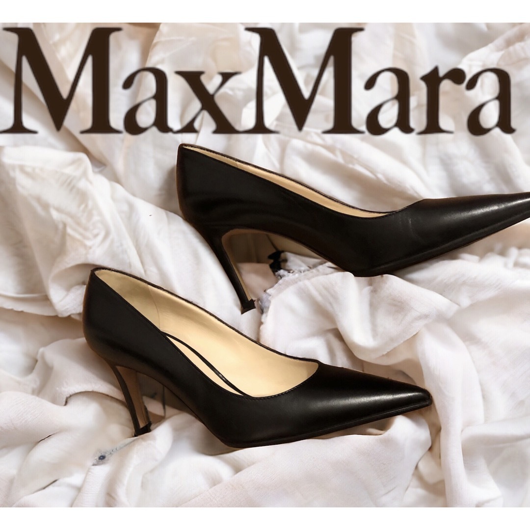 美品】MaxMara 黒レザーパンプス 37ハイヒール/パンプス - lamavr.com