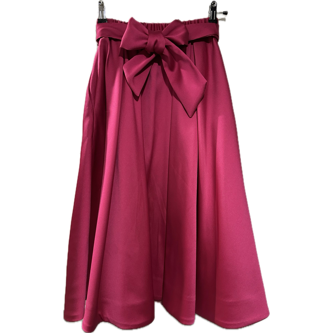 Drawer(ドゥロワー)のCHONO チョノ フレア リボン スカート ピンク レディースのスカート(ロングスカート)の商品写真
